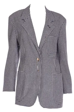 1988 Franco Moschino Wool Cashmere Houndstooth Jacket w Safety Pins