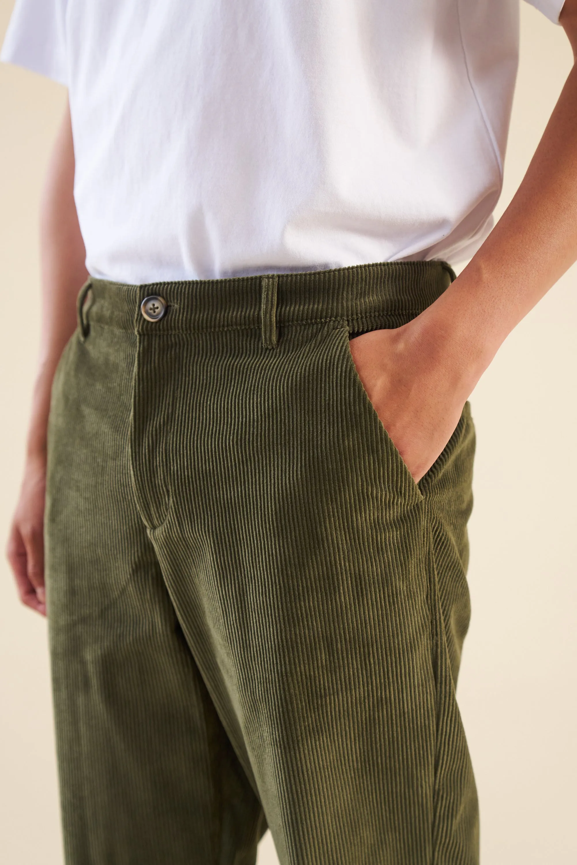 ARMY GREEN CORDUROY TROUSERS