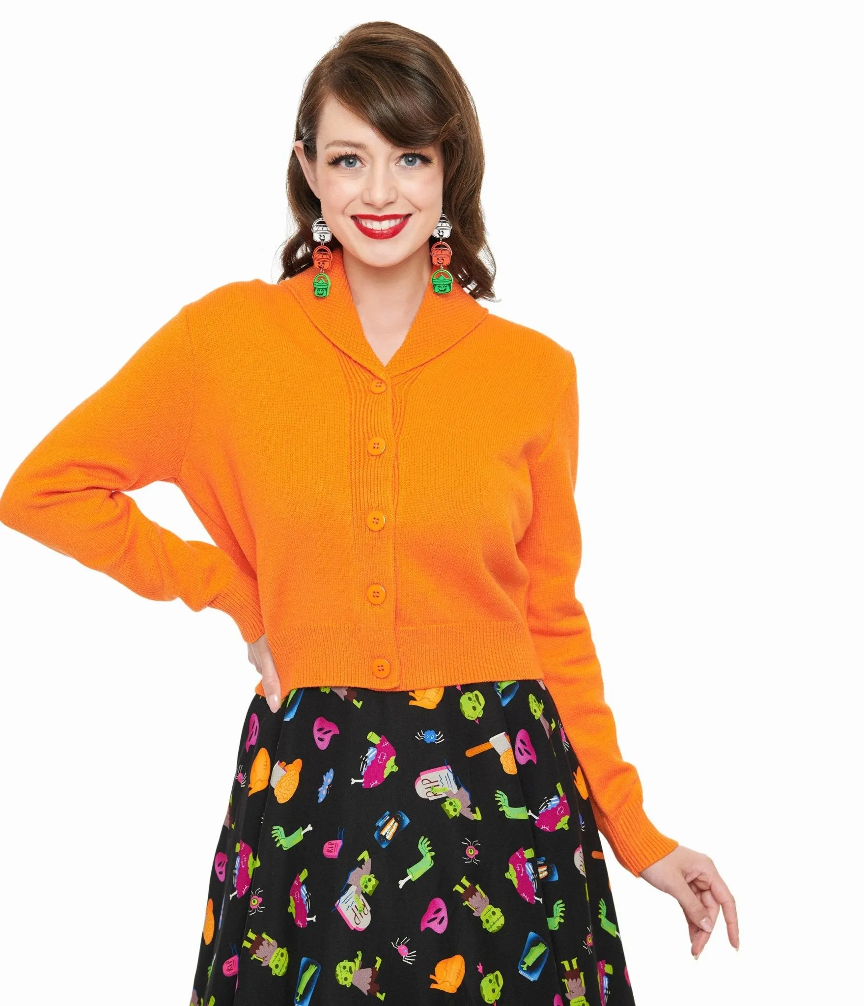 Banned 1950s Pumpkin Orange Cropped Cardigan