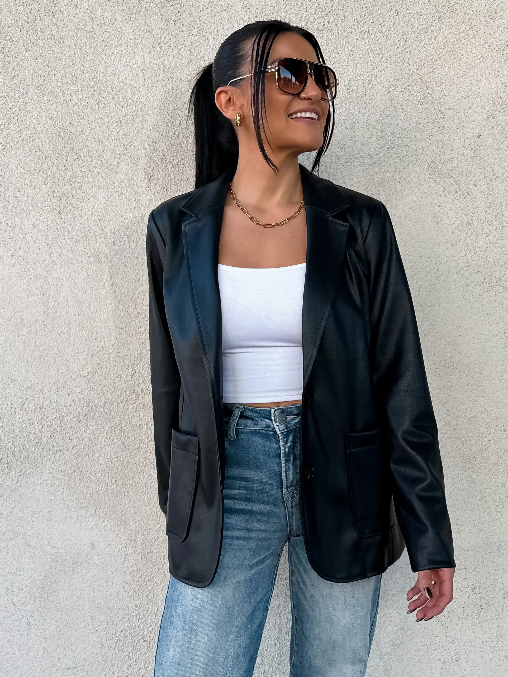 Black Leather Blazer