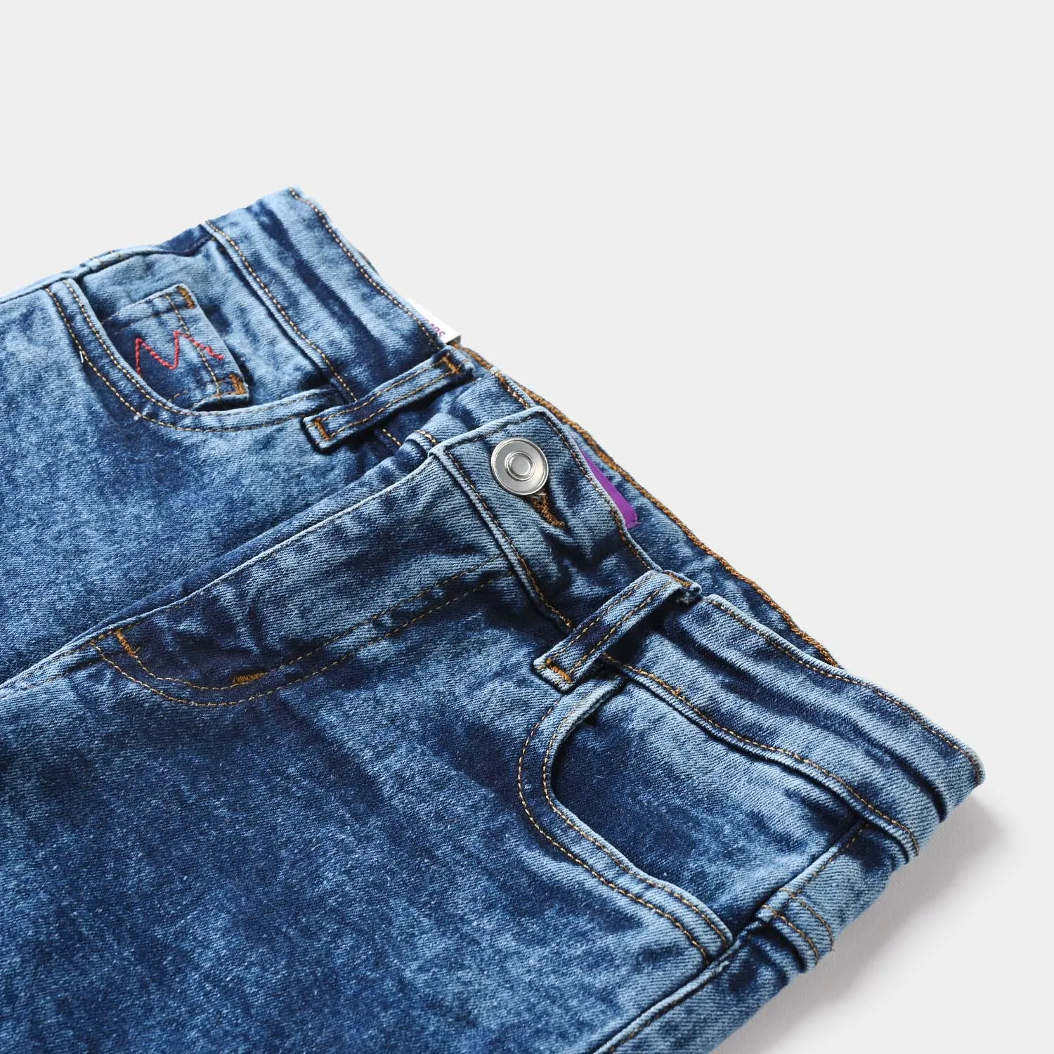 Boys Denim Stretch Pant Details Bartack-Blue