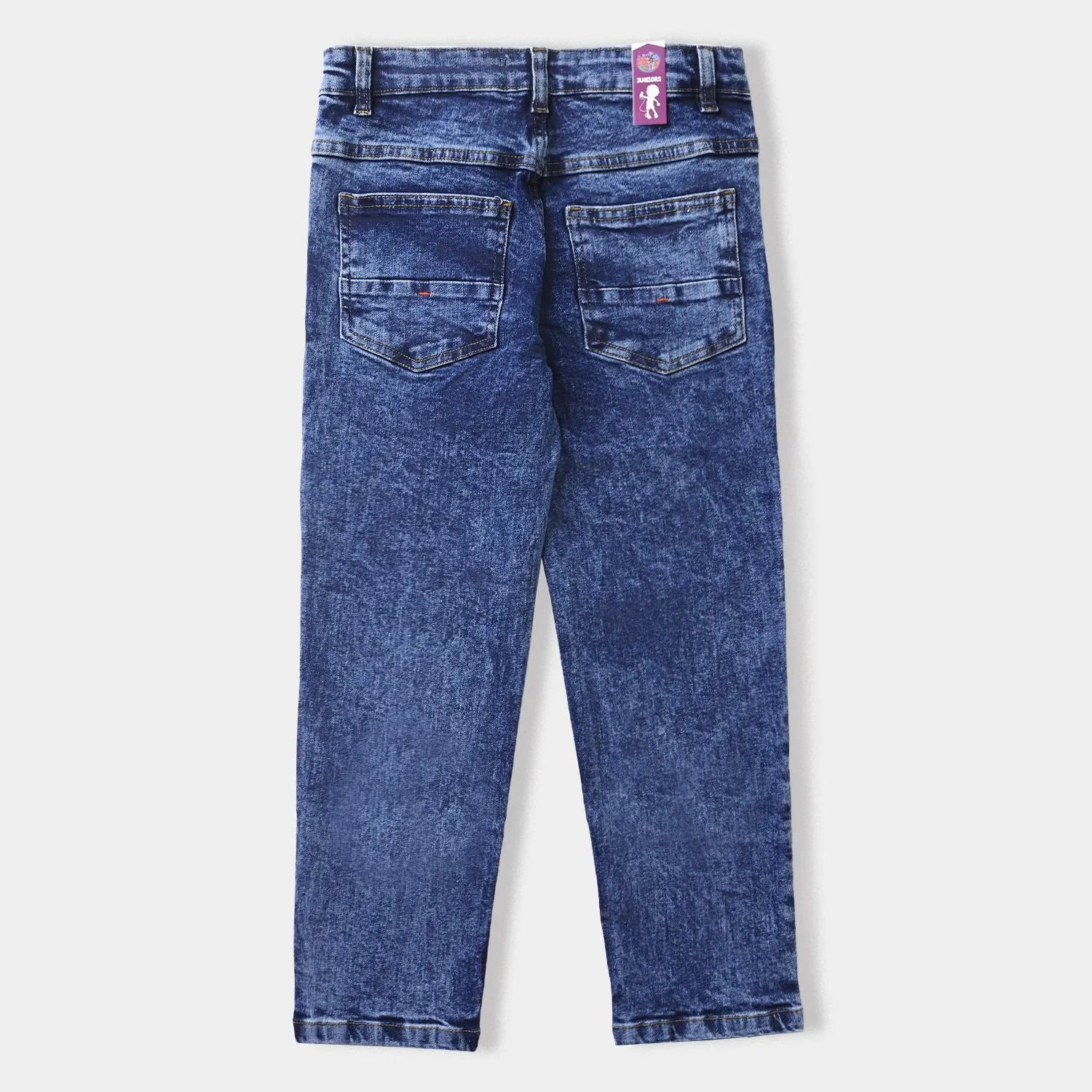 Boys Denim Stretch Pant Details Bartack-Blue