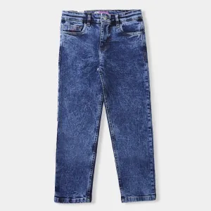 Boys Denim Stretch Pant Details Bartack-Blue