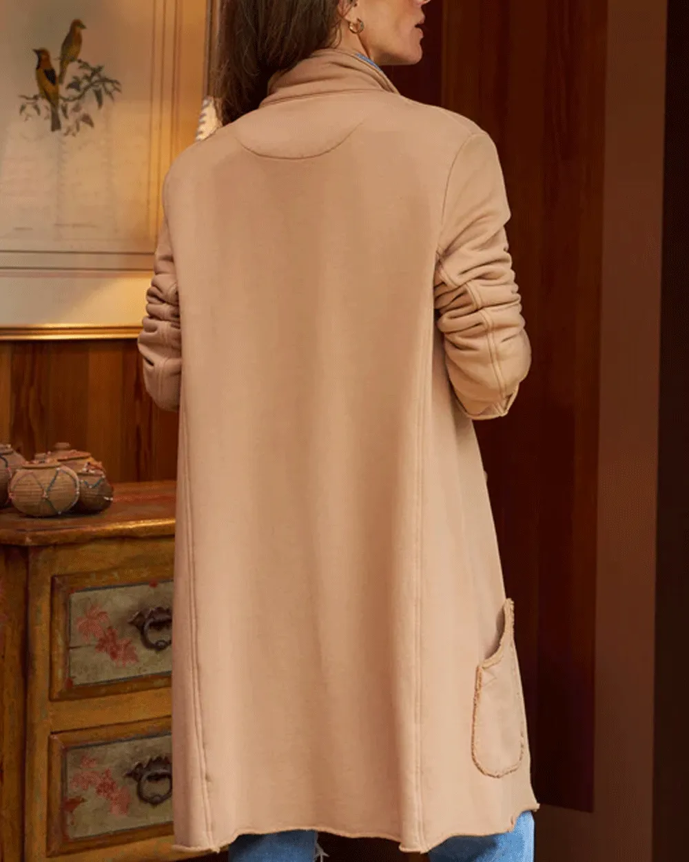 Camel Sweatshirt Trench Coat