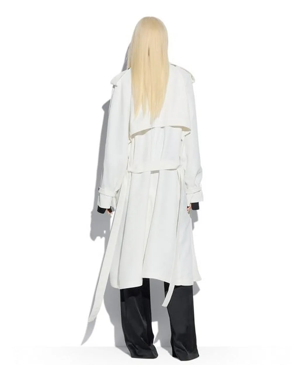 Chalk Fluid Twill Trench Coat