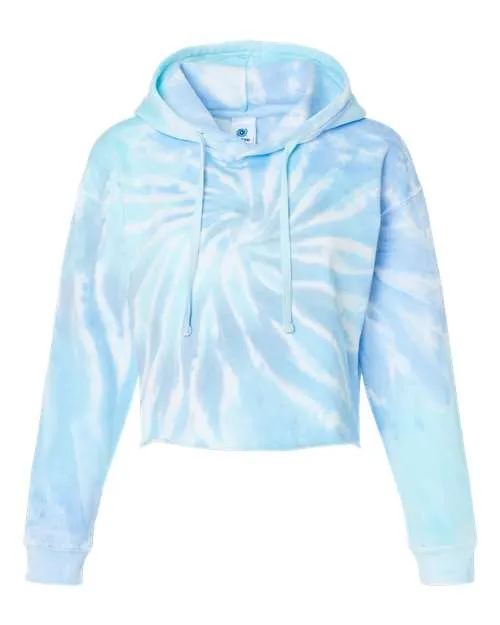 Colortone Women's Tie-Dyed Crop Hooded Sweatshirt