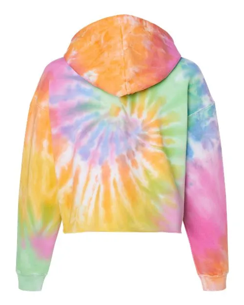 Colortone Women's Tie-Dyed Crop Hooded Sweatshirt