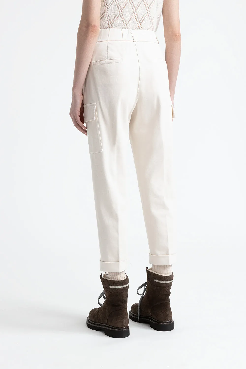 Cotton gabardine cargo trousers