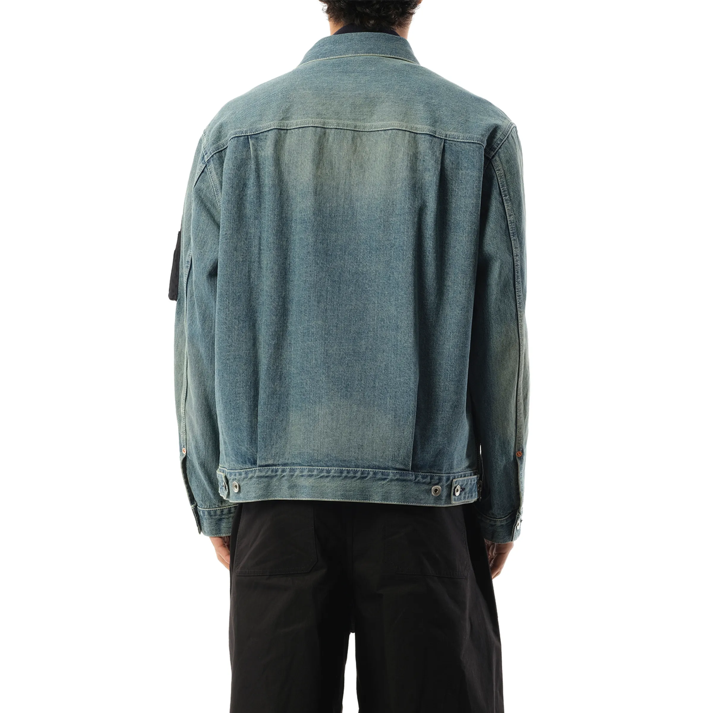 Denim x Nylon Jacket in Light Blue