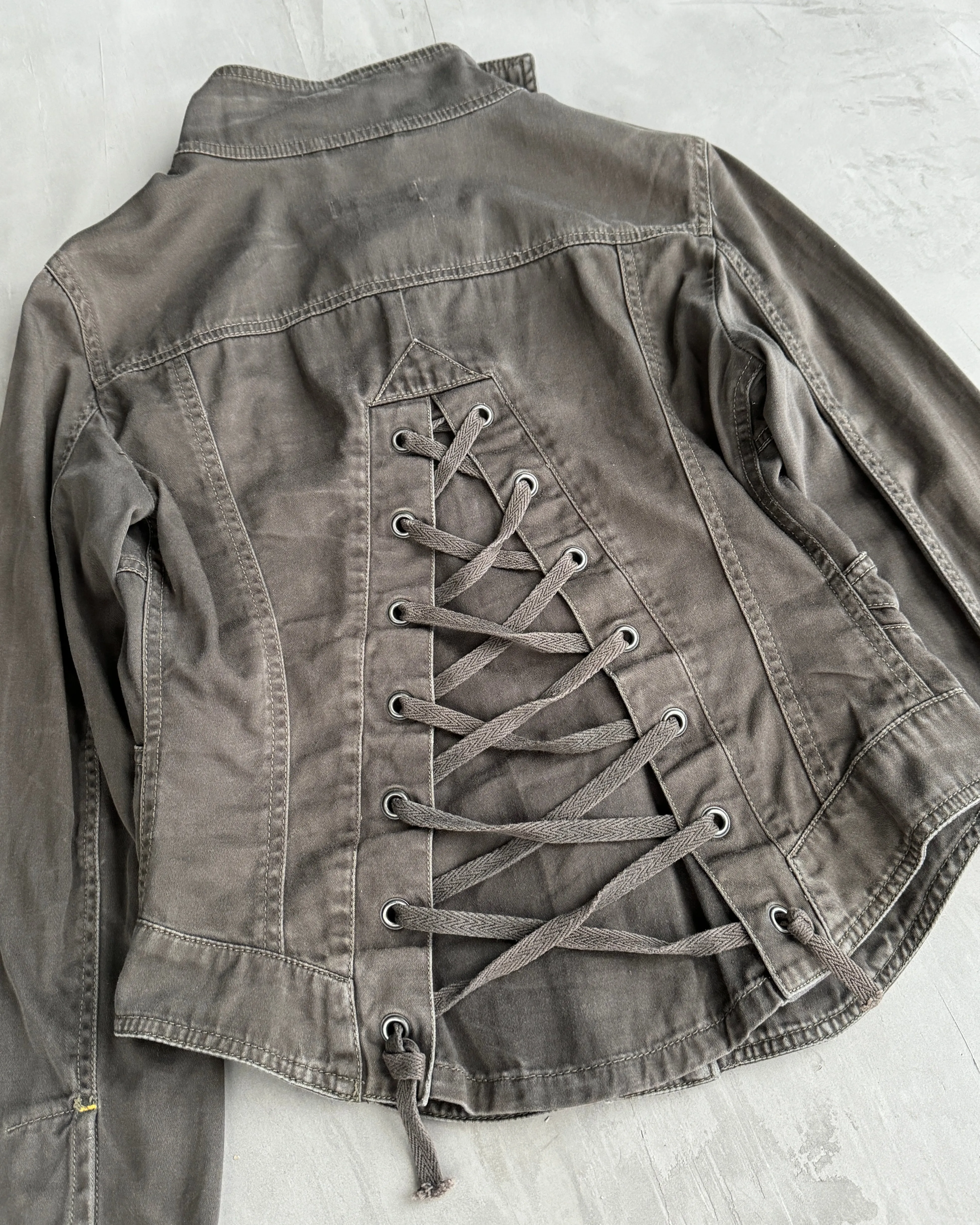 DIESEL 2000'S CORSET LACE-UP BACK JACKET - M