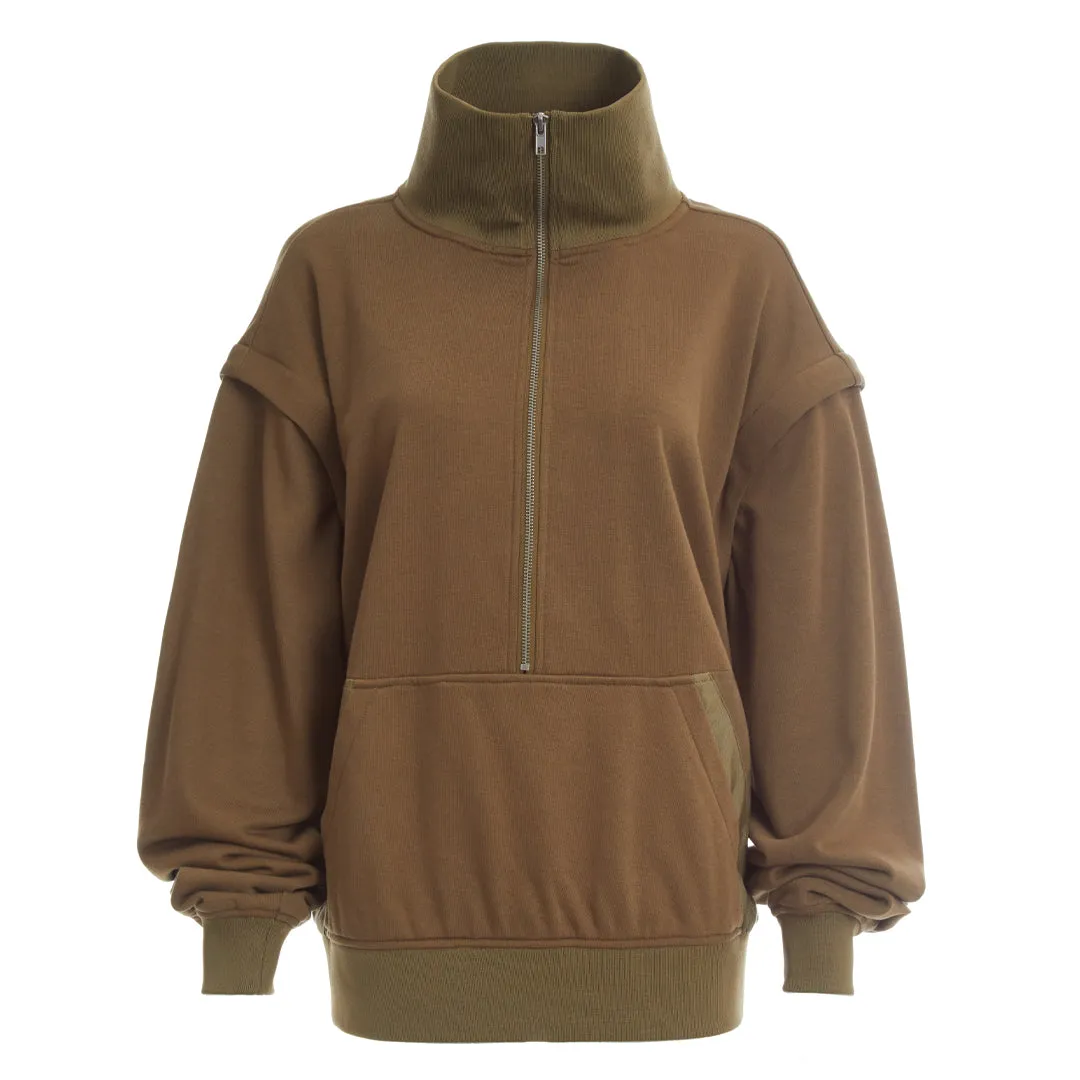 DREW CONVERTIBLE SLEEVE PULLOVER OLIVE