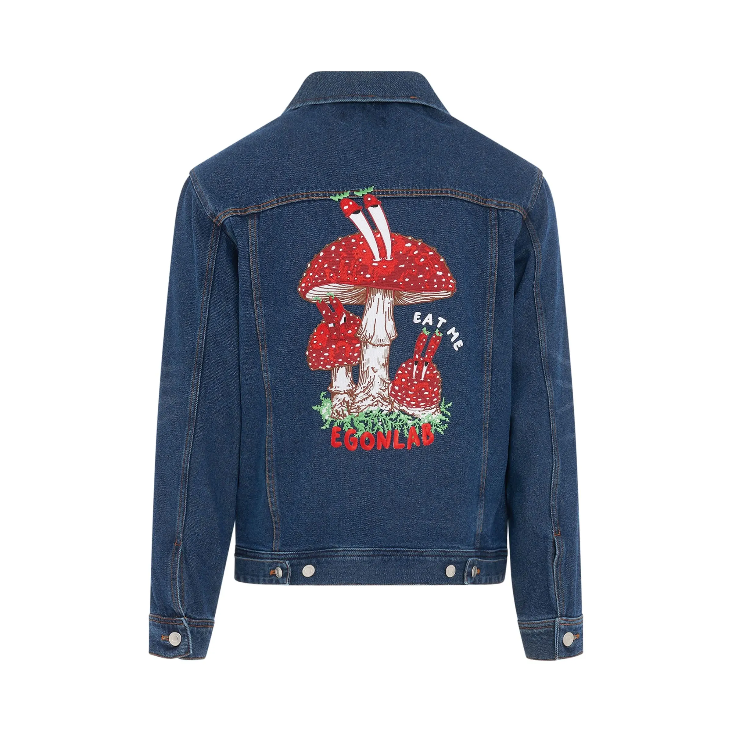 Eat Me Denim Jacket in Dark Stonewash