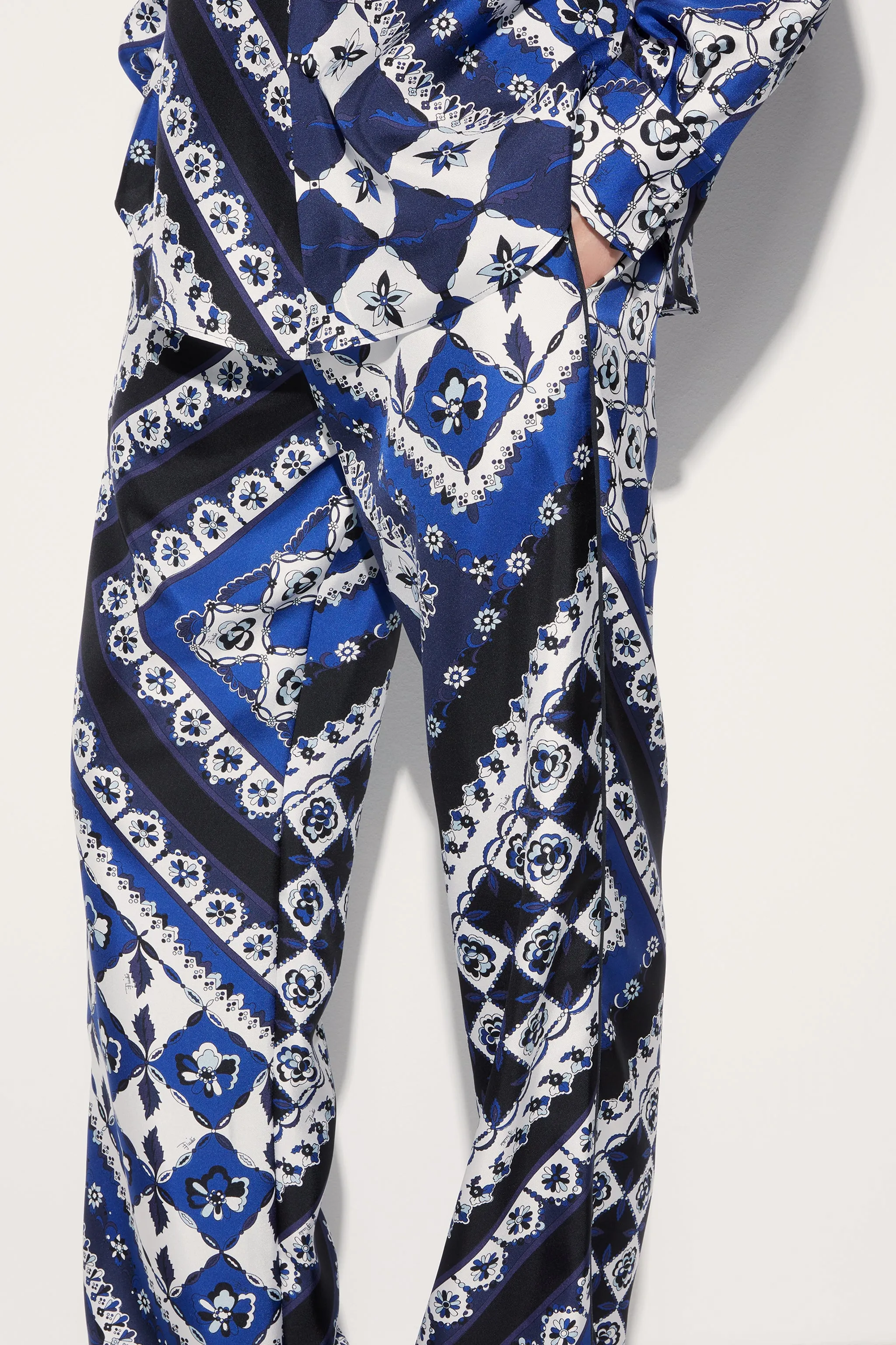 Festa-Print Silk-Twill Trousers