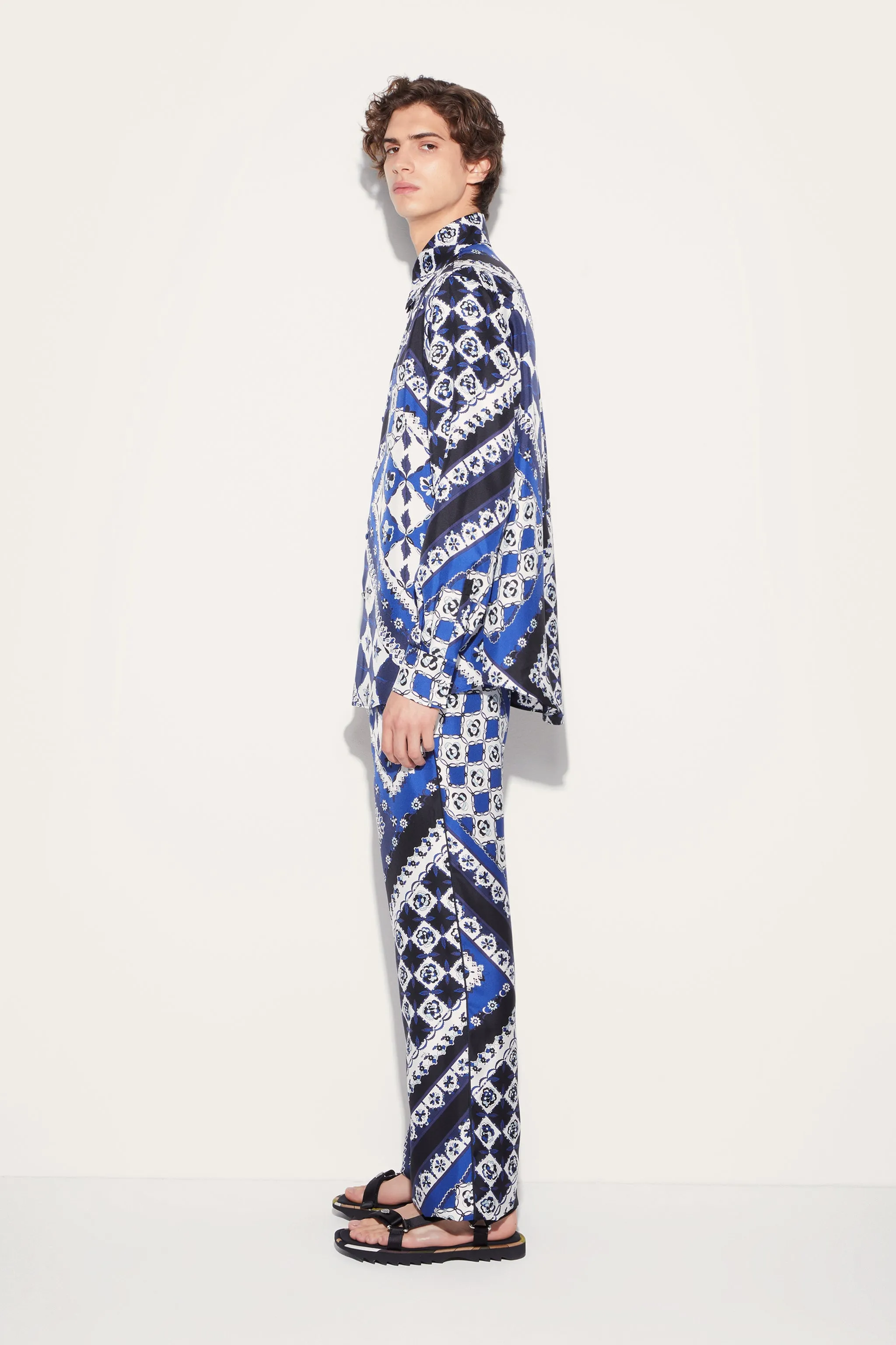 Festa-Print Silk-Twill Trousers