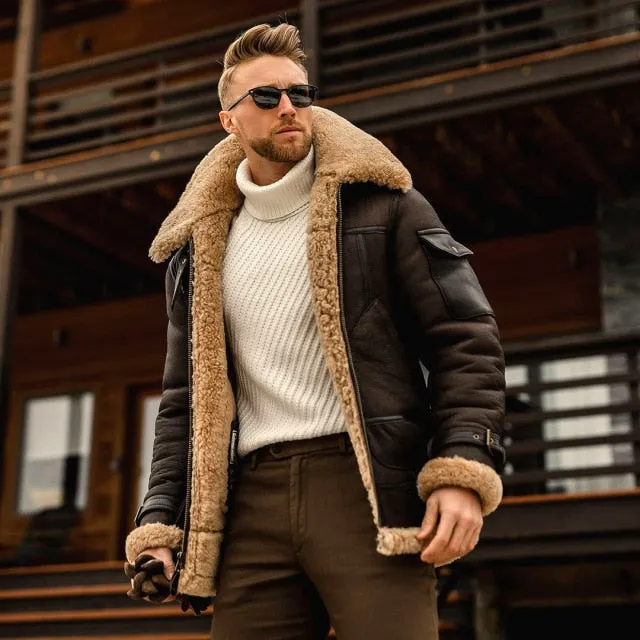 Fur Polyester Zipper Closure Men Jacket