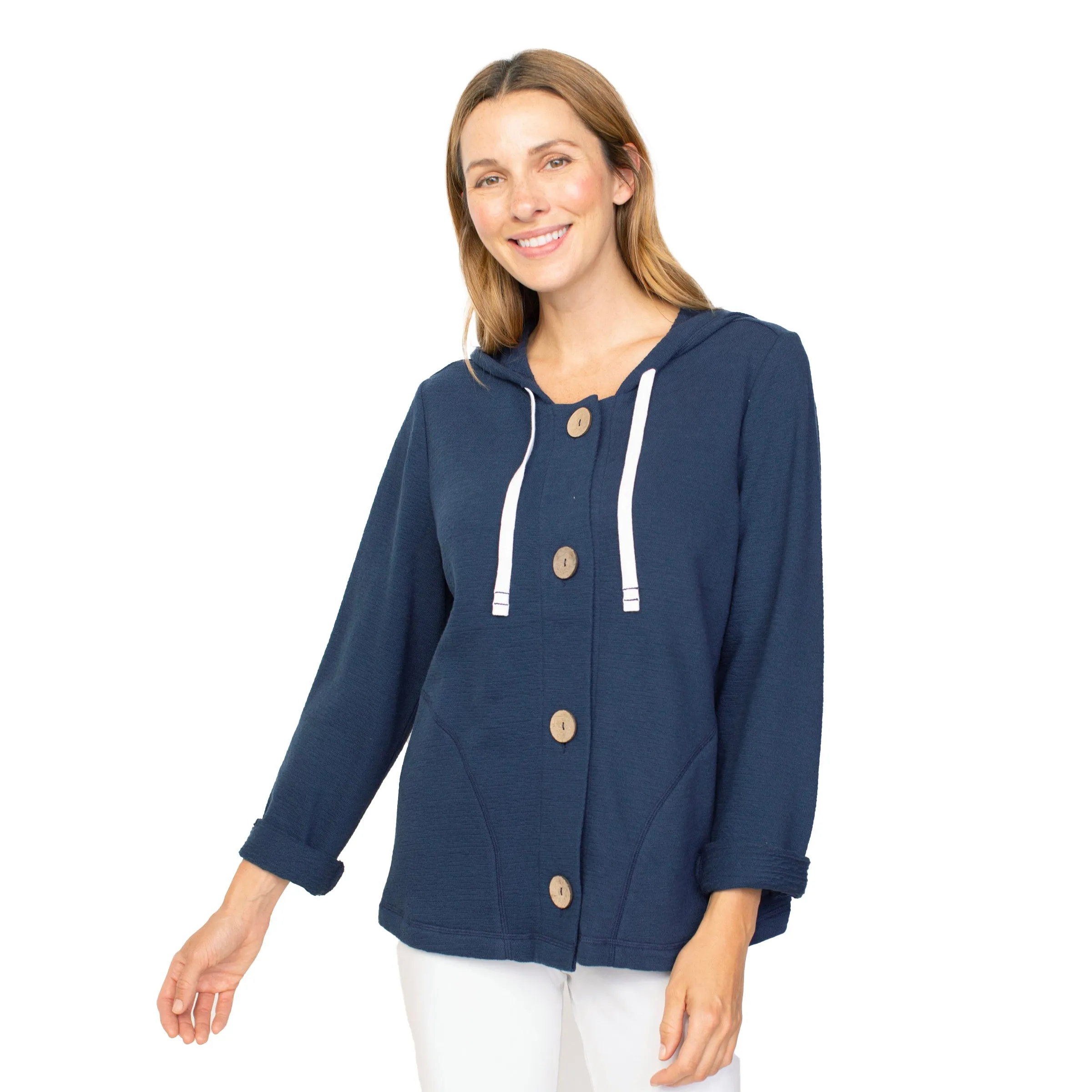 Habitat French Terry Solid Hoodie in Navy - 87110