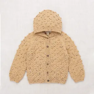 Hand Knit Merino Wool Hooded Popcorn Cardigan - Camel Confetti