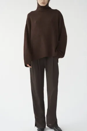 HARRY PANTS - DARK BROWN - SILK GEORGETTE