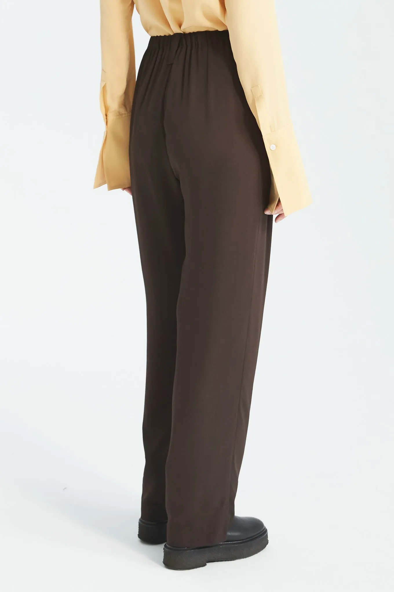 HARRY PANTS - DARK BROWN - SILK GEORGETTE