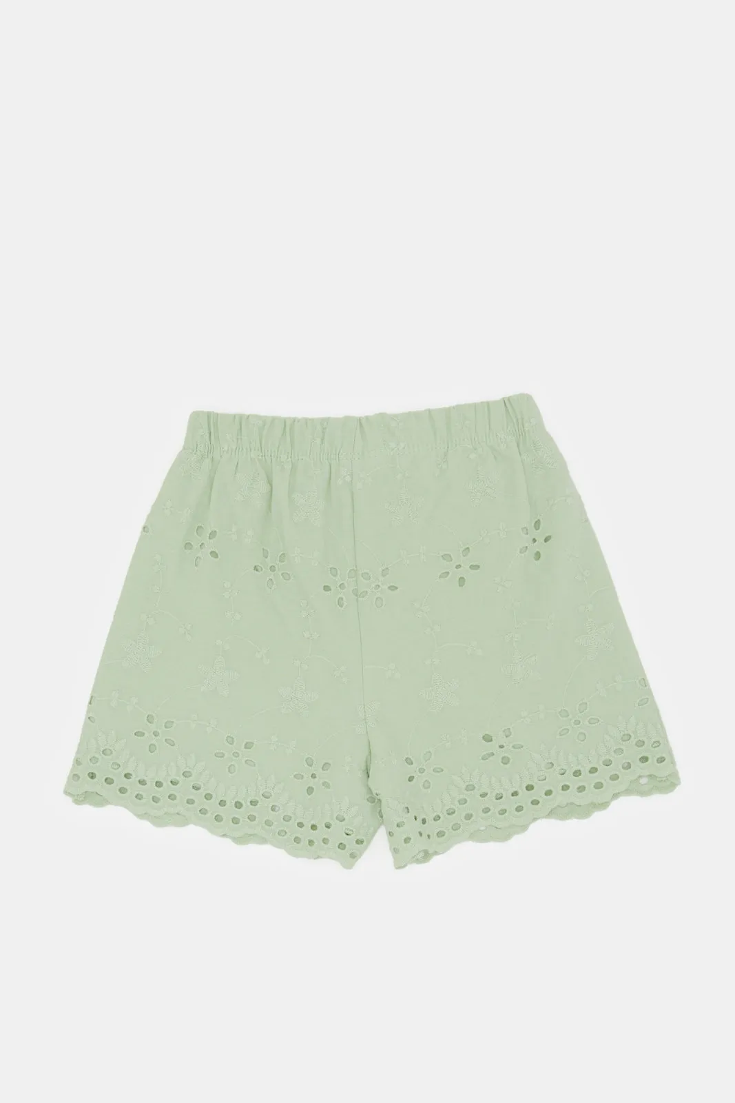 Infant Girls Mint Embossed Shorts