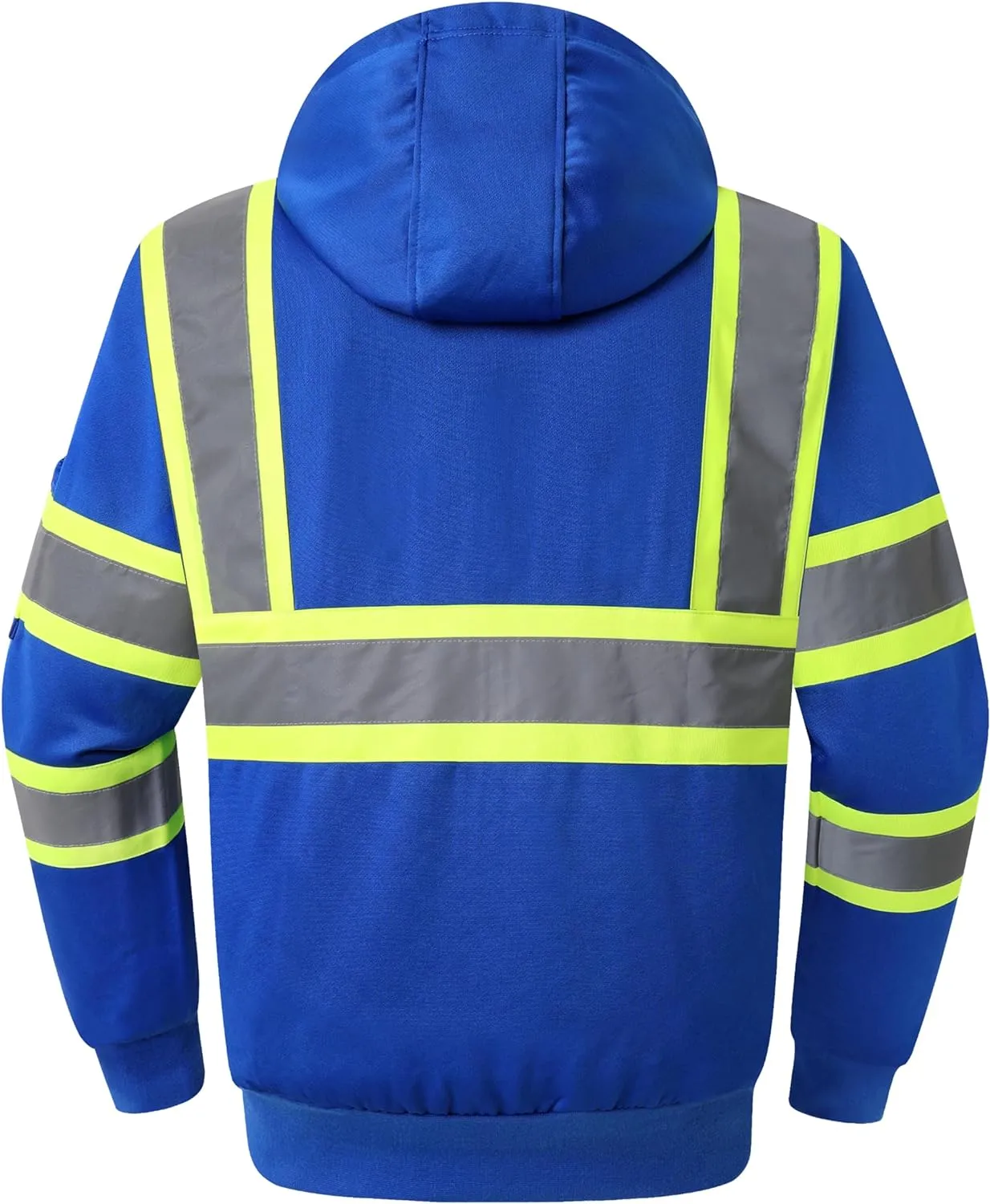 JKSafety Hi-Vis Reflective Safety Hooded Sweatshirt Zip-Up Hoodie (JKHS121)