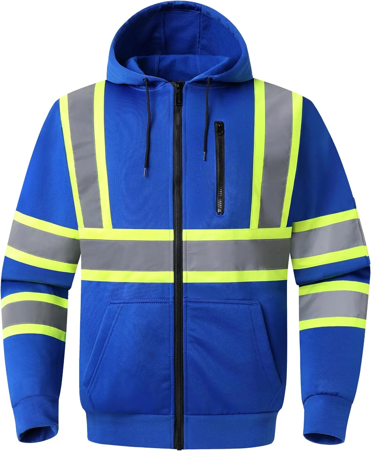 JKSafety Hi-Vis Reflective Safety Hooded Sweatshirt Zip-Up Hoodie (JKHS121)