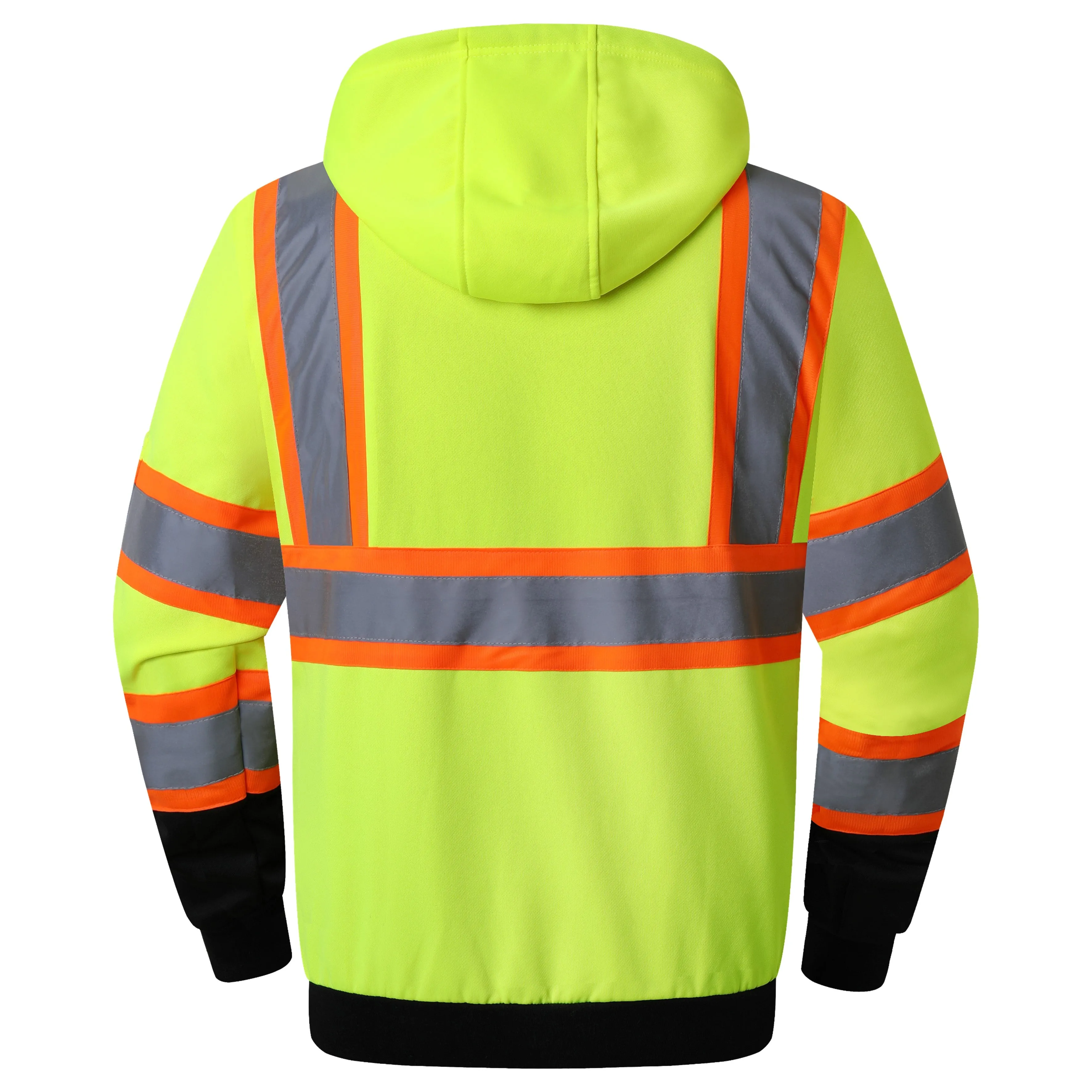 JKSafety Hi-Vis Reflective Safety Hooded Sweatshirt Zip-Up Hoodie (JKHS121)