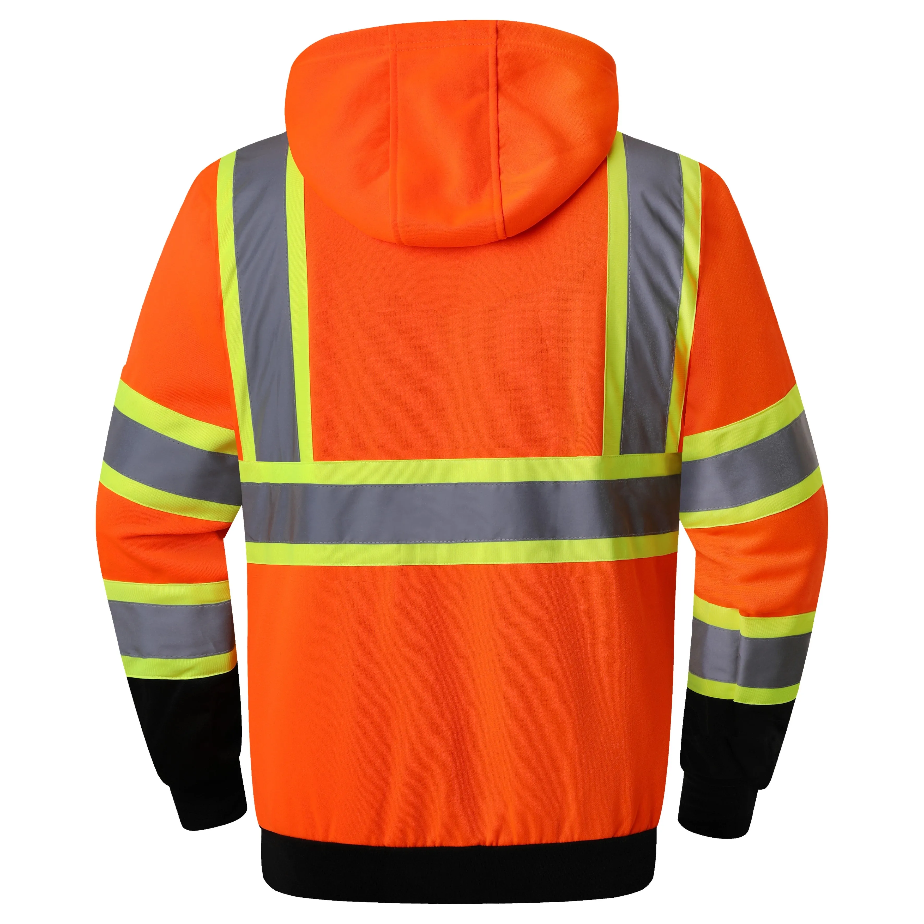 JKSafety Hi-Vis Reflective Safety Hooded Sweatshirt Zip-Up Hoodie (JKHS121)