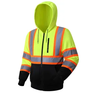 JKSafety Hi-Vis Reflective Safety Hooded Sweatshirt Zip-Up Hoodie (JKHS121)