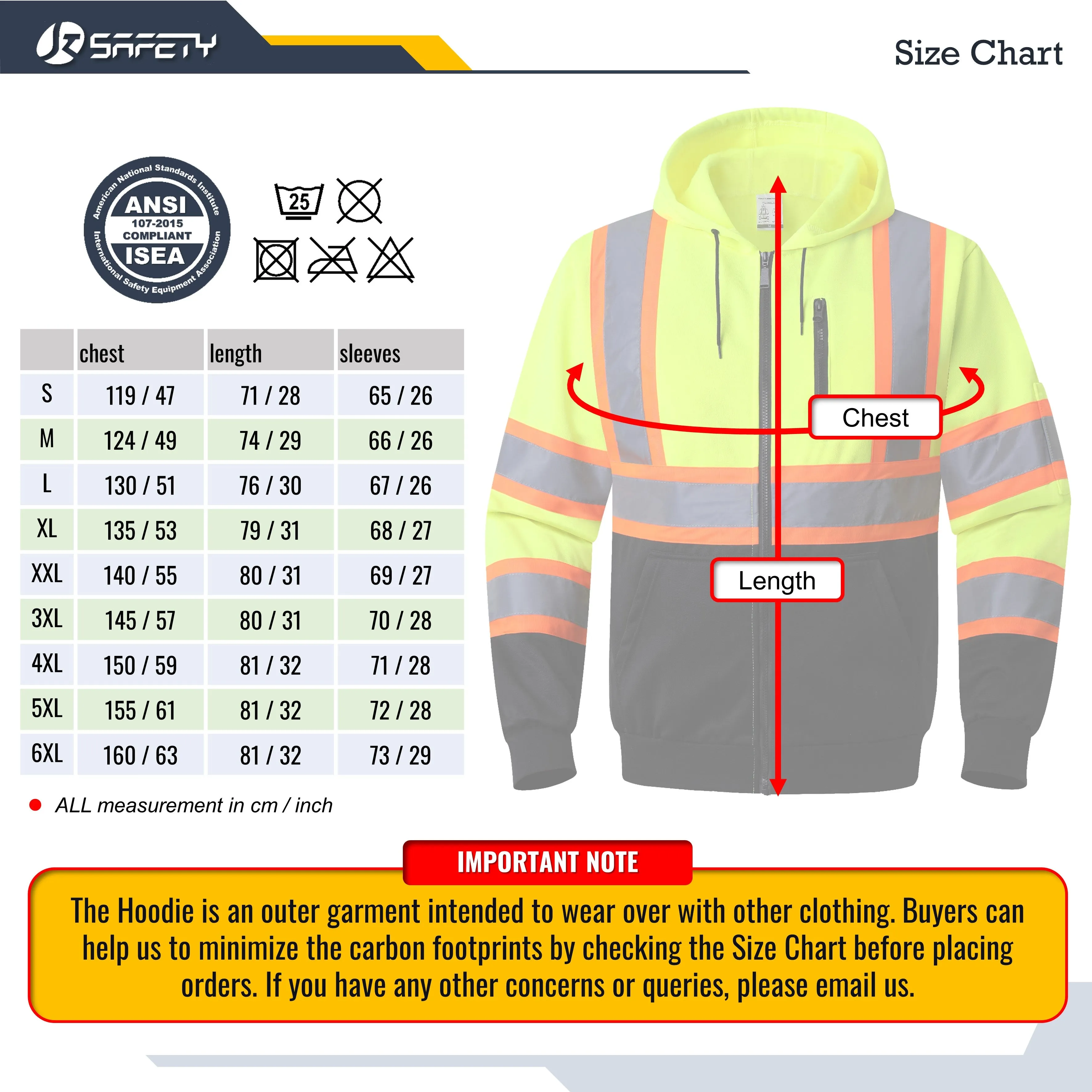 JKSafety Hi-Vis Reflective Safety Hooded Sweatshirt Zip-Up Hoodie (JKHS121)