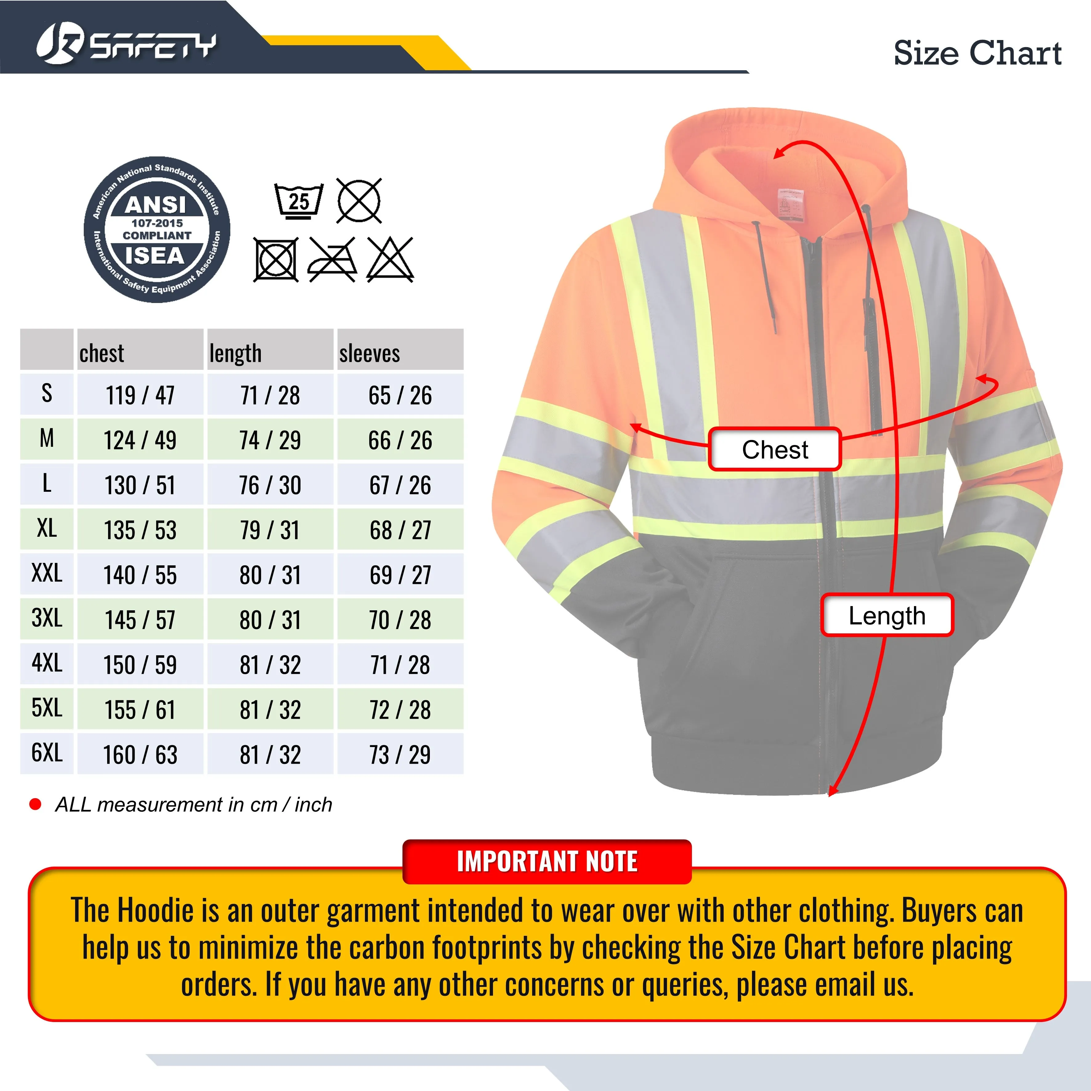 JKSafety Hi-Vis Reflective Safety Hooded Sweatshirt Zip-Up Hoodie (JKHS121)