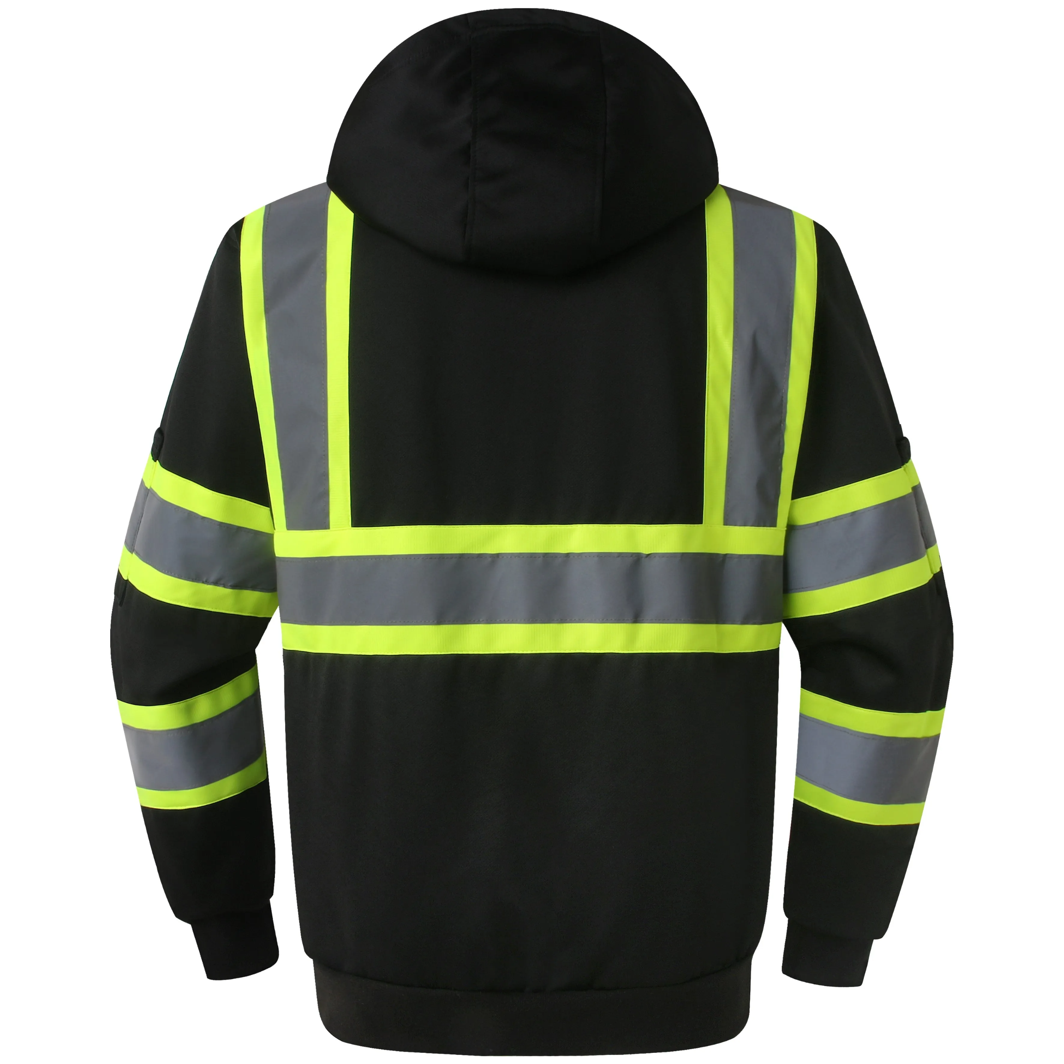 JKSafety Hi-Vis Reflective Safety Hooded Sweatshirt Zip-Up Hoodie (JKHS121)