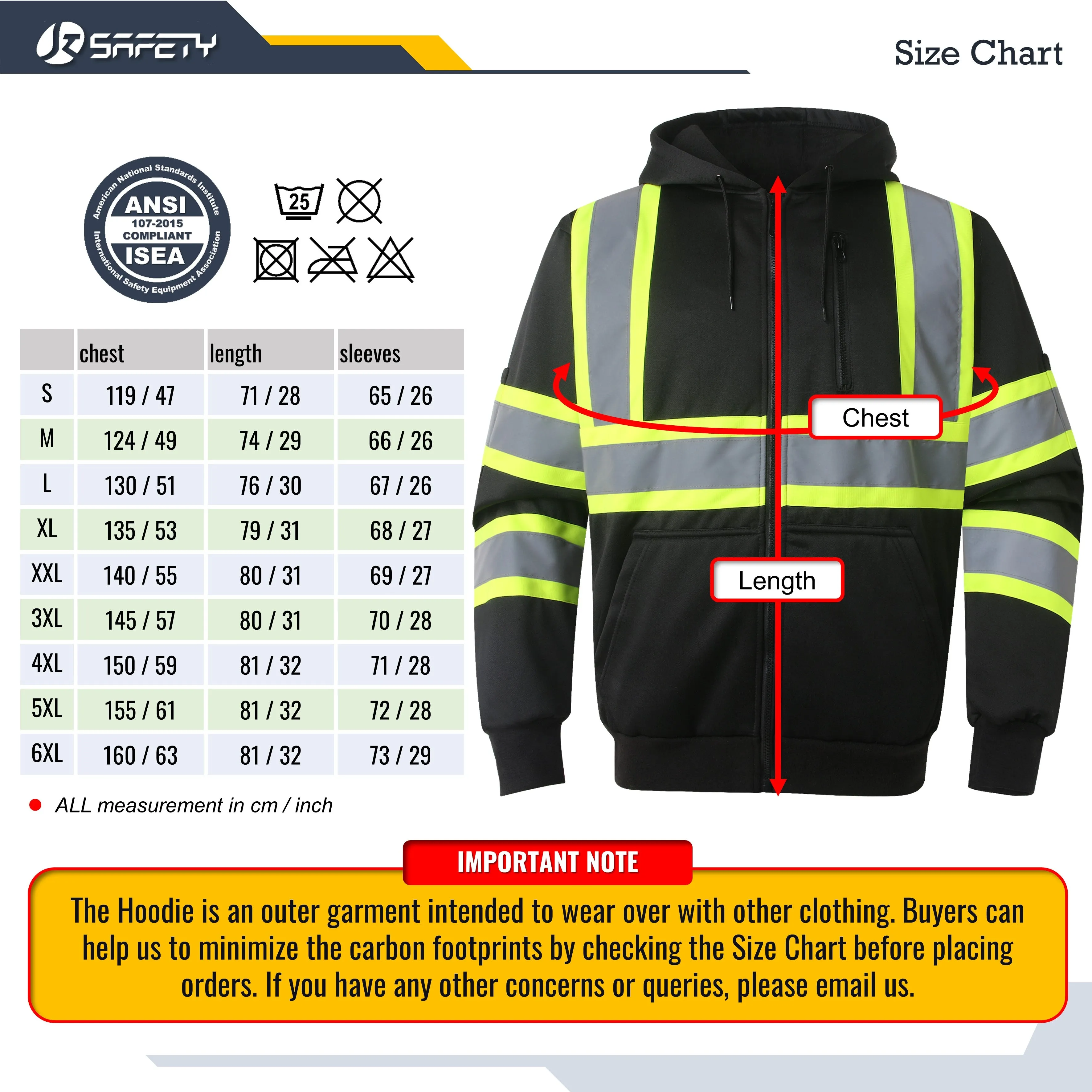 JKSafety Hi-Vis Reflective Safety Hooded Sweatshirt Zip-Up Hoodie (JKHS121)