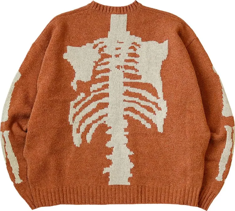 Kapital 5G Wool Knit Bone Crew Sweater 'Orange', orange