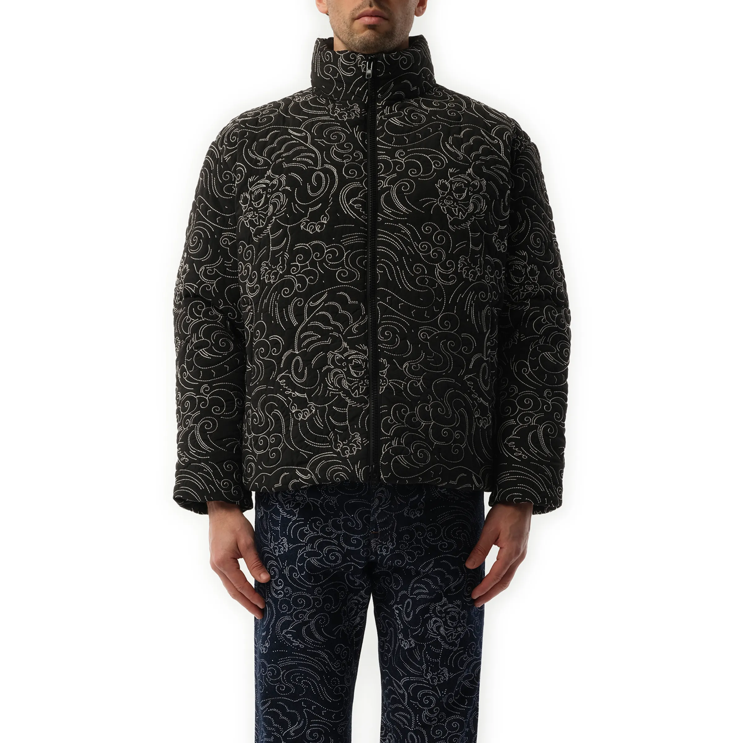 Kenzo Star Tiger Down Jacket in Black