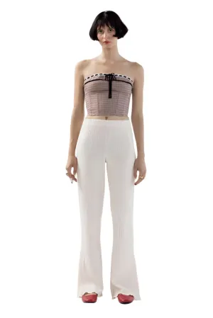 Kylie Button Boot Cut Pants in Ivory