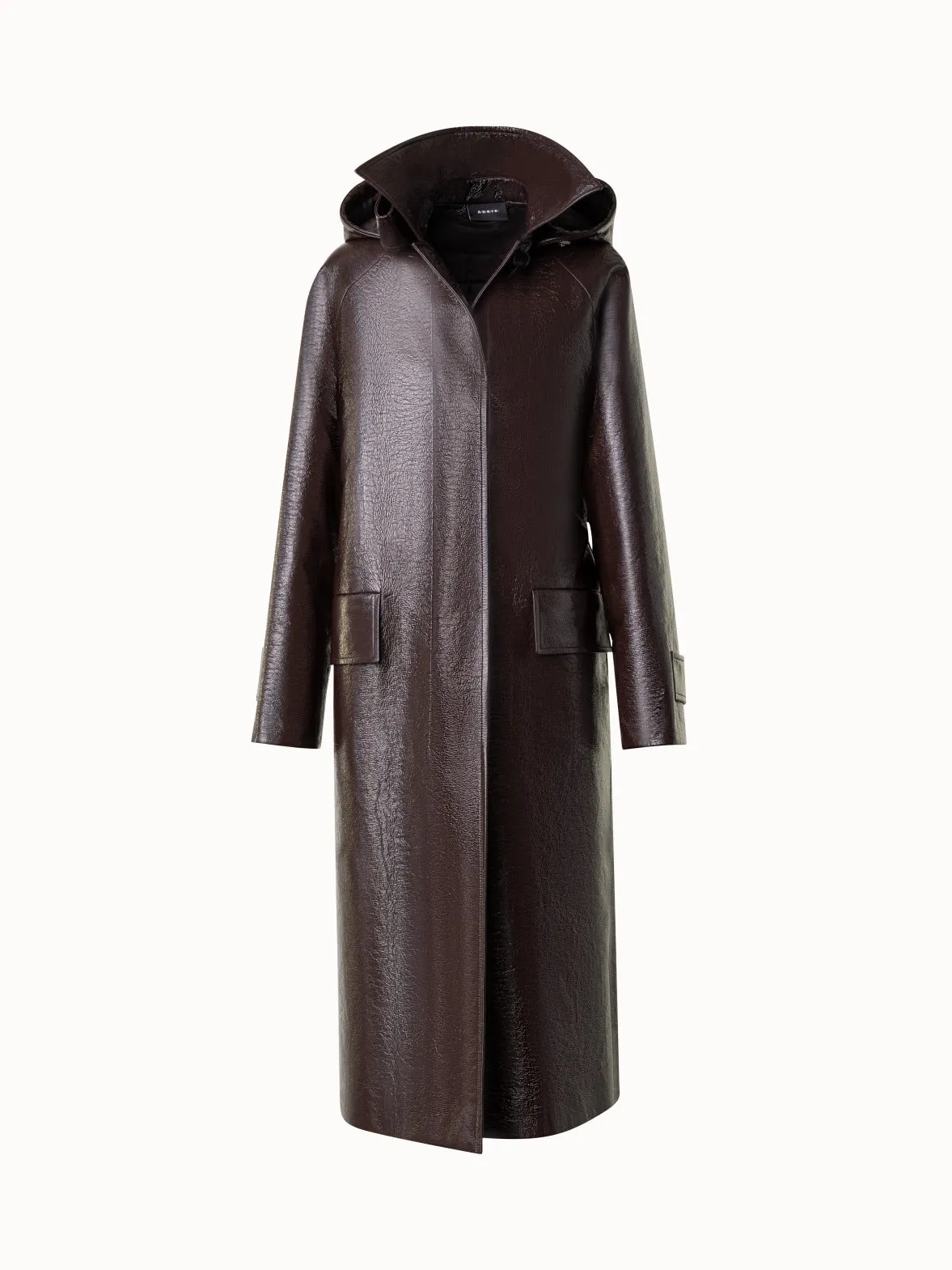 Lacquer Cotton Trench Coat with Detachable Hood