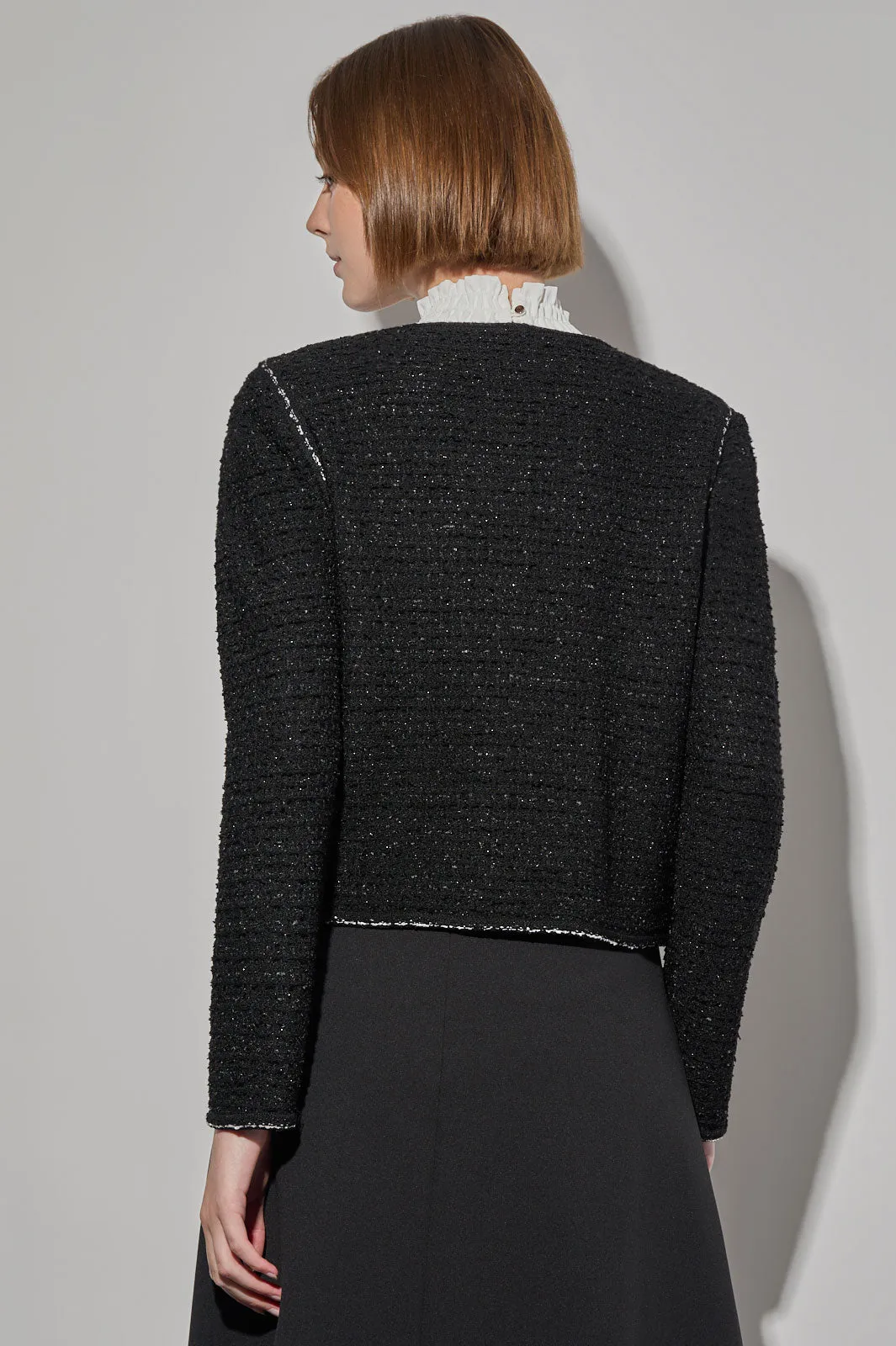 Lustrous Tweed Knit Cropped Jacket