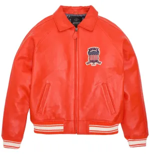 Mens Avirex Icon Orange Leather Jacket