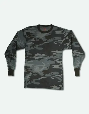 MEN'S COLORED CAMO LONG SLEEVE T-SHIRT - MIDNIGHT BLUE CAMO