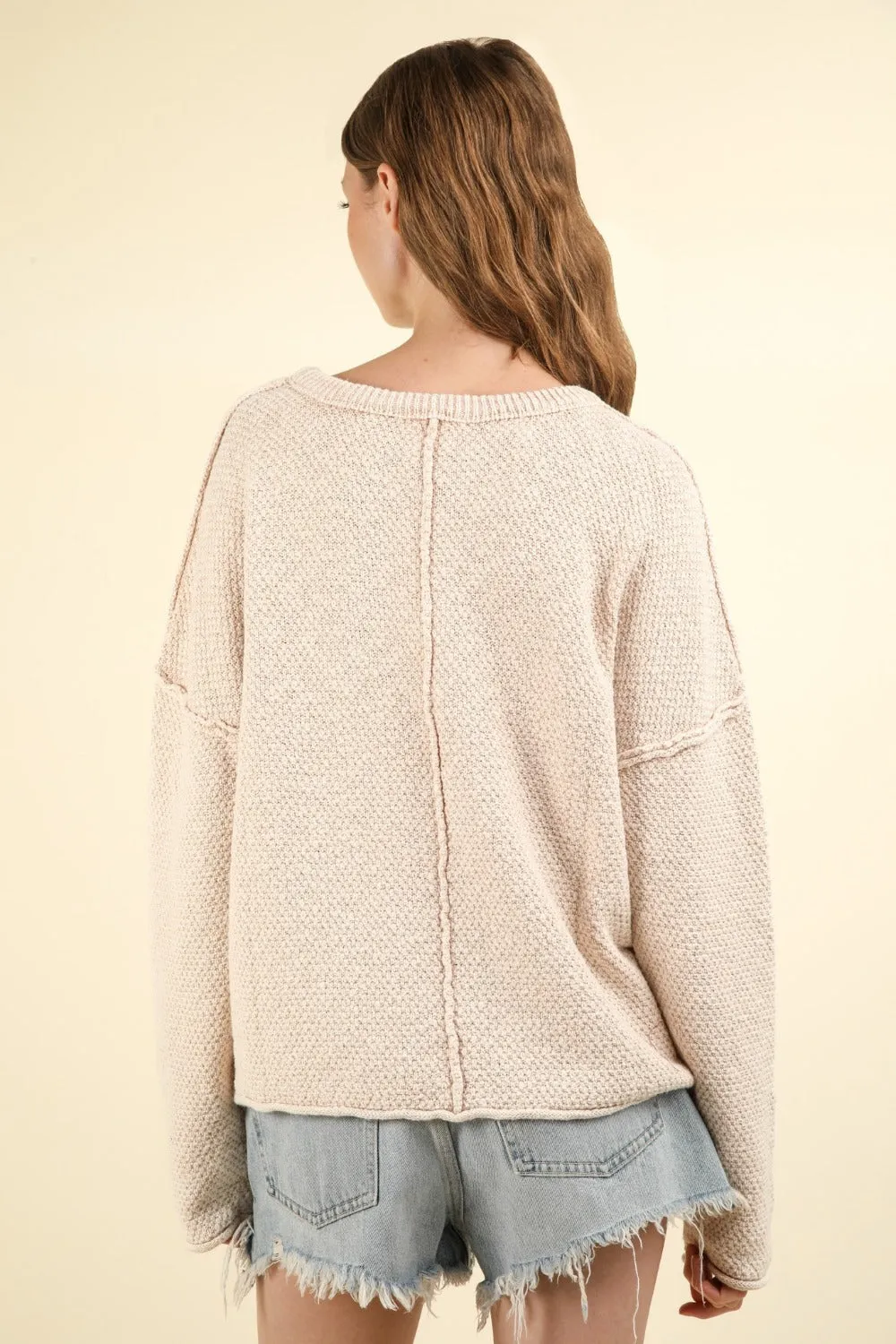 Mineral Washed Exposed Seam Sweater