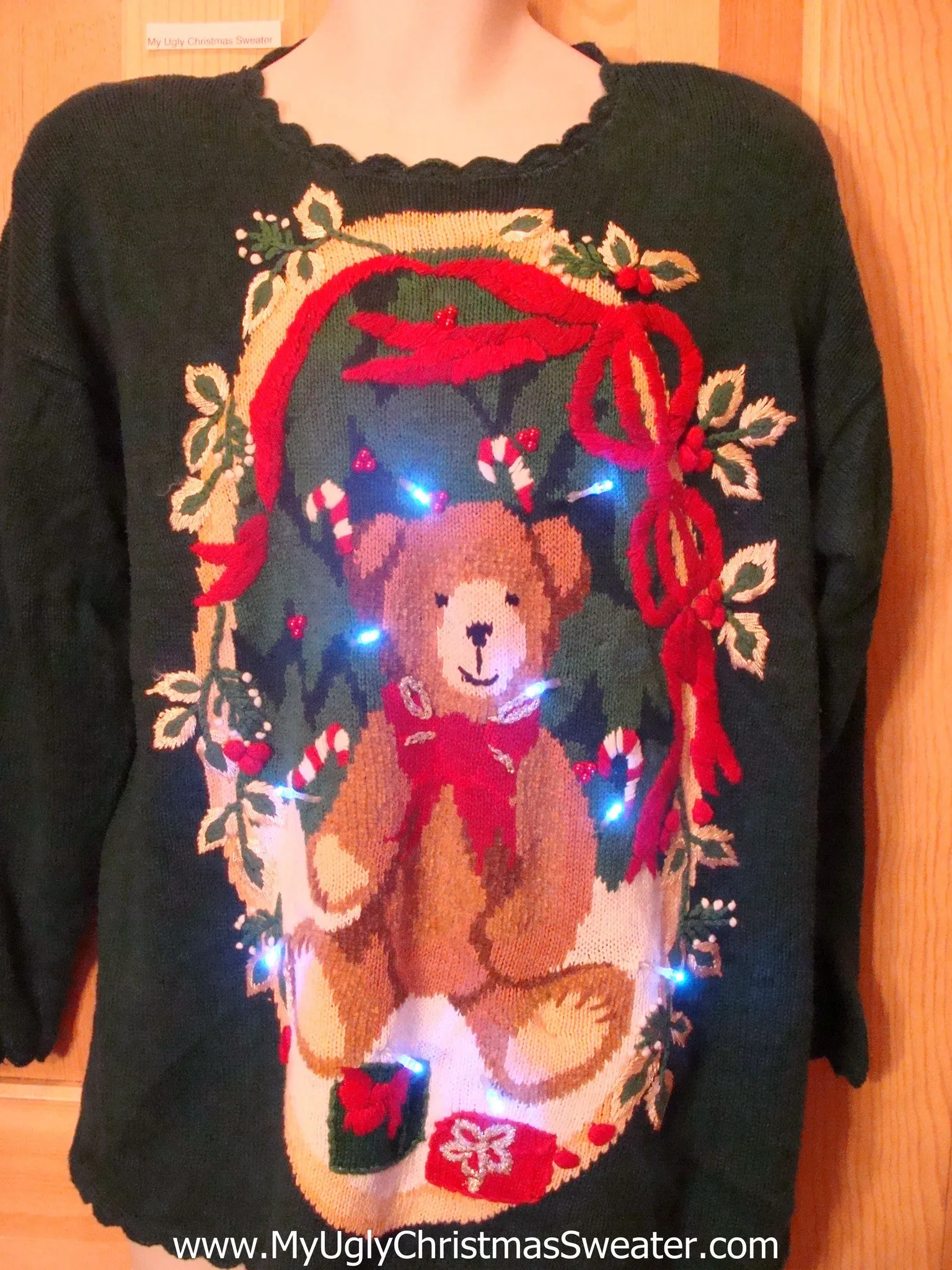 Need to Buy Christmas Sweaters? 80s Bear and Bows Light Up Sweater