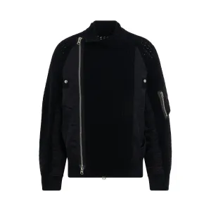 Nylon Twill Mix Blouson in Black