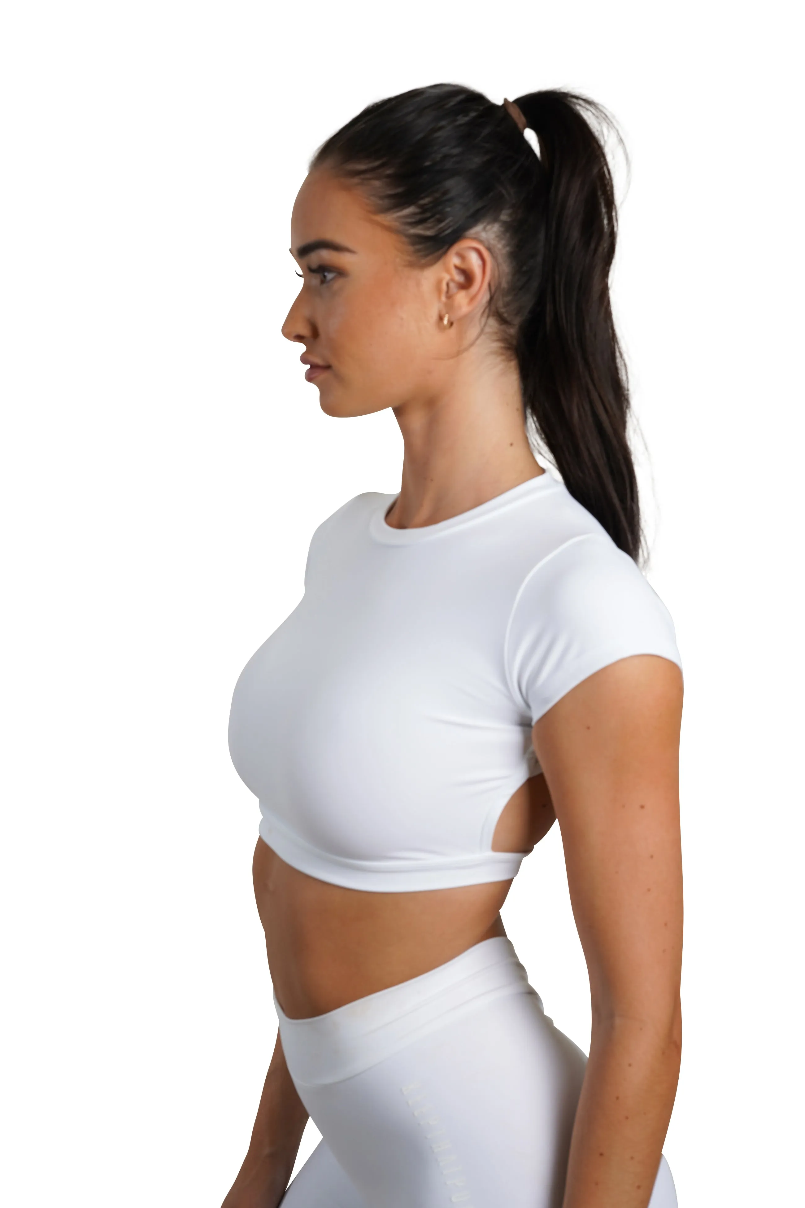 OPEN BACK CROP TEE - WHITE