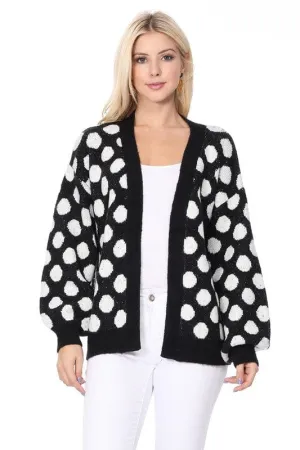 Polka Dot Jacquard Sweater Shrug Cardigan