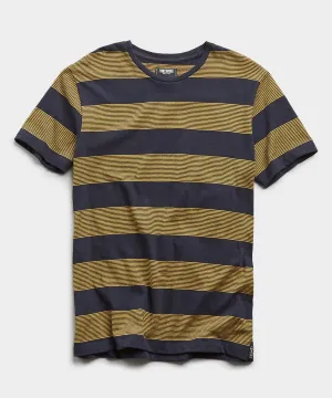 Portuguese Bold Micro Stripe Tee in Navy/Yellow