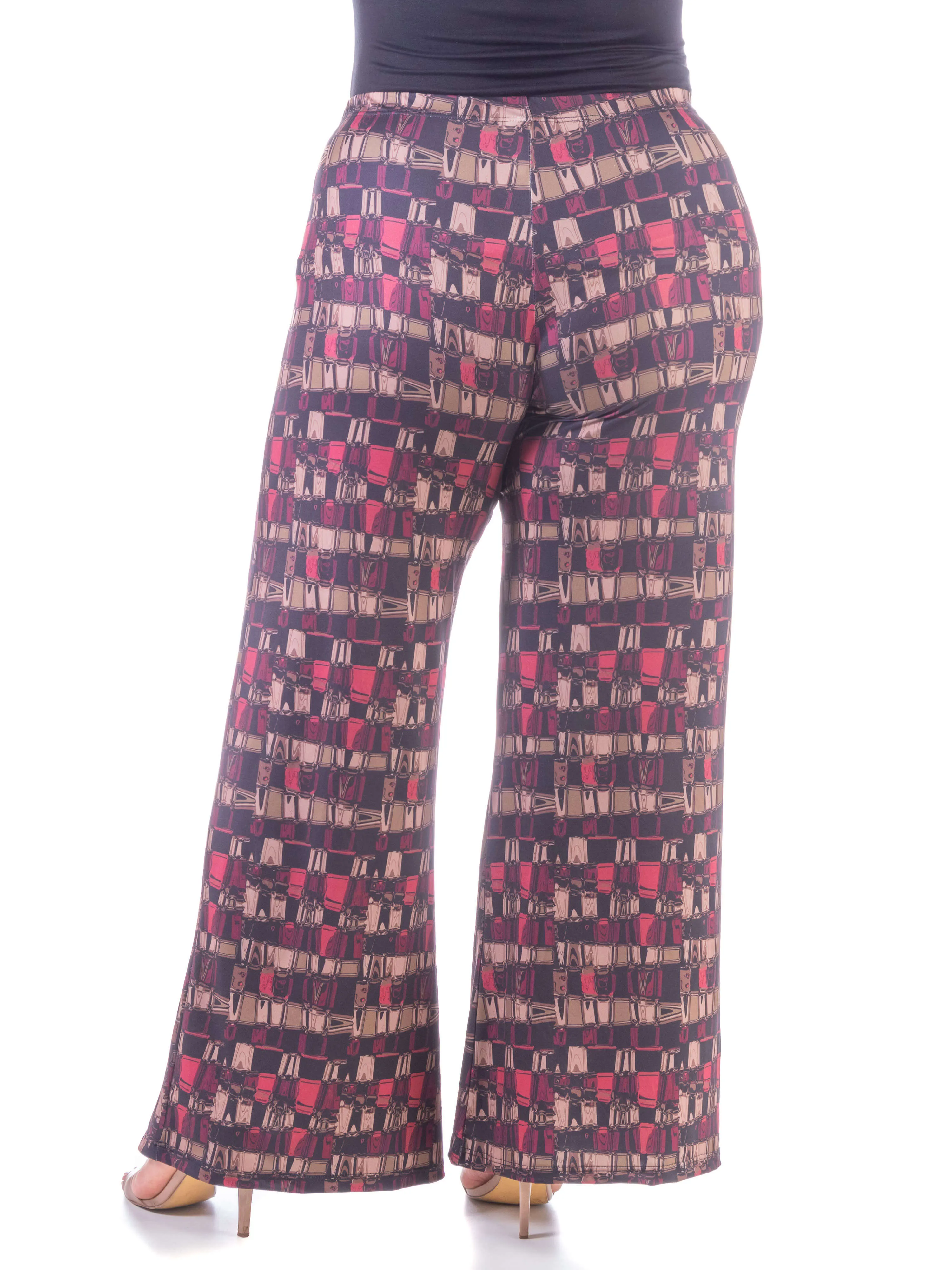 Red Print Elastic Waist Plus Size Palazzo Pants