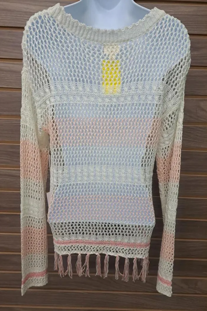 See Thru Crocheted Fringed Sweater