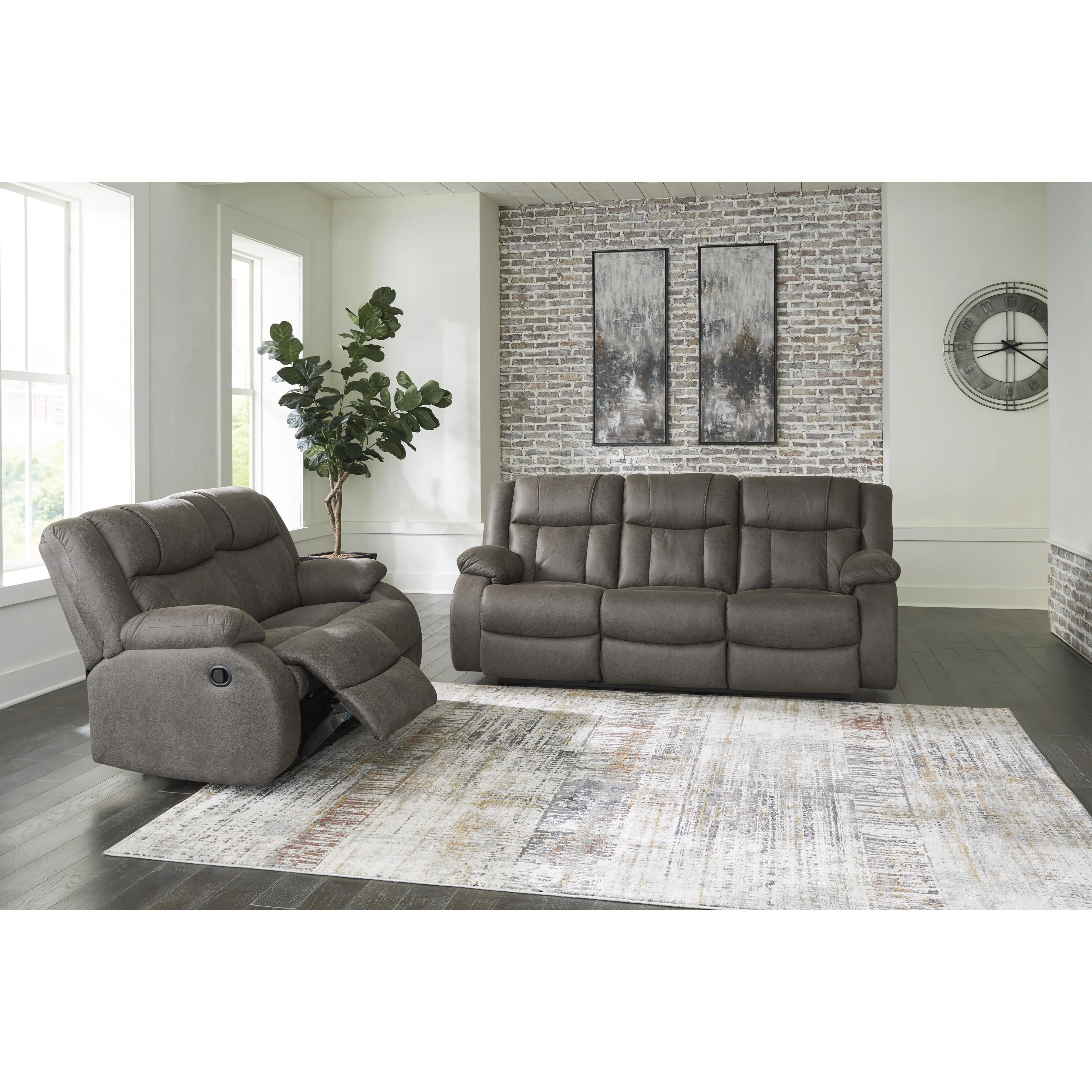 Signature Design by Ashley First Base Reclining Leather Look Loveseat 6880486