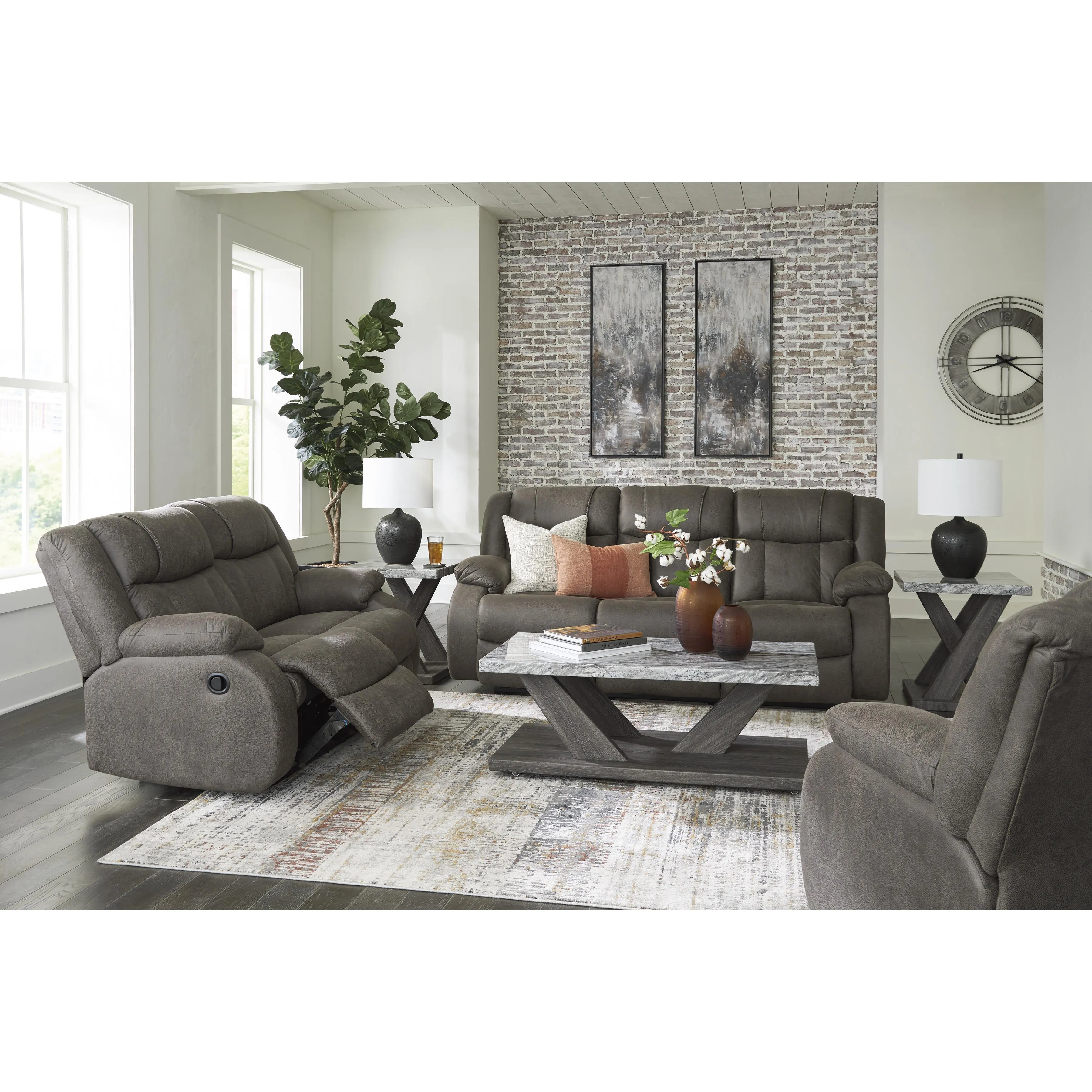 Signature Design by Ashley First Base Reclining Leather Look Loveseat 6880486